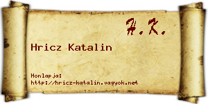 Hricz Katalin névjegykártya